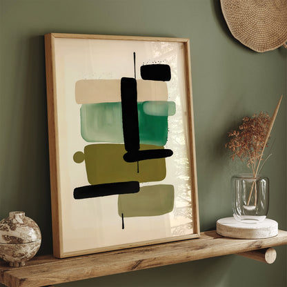 Tranquil Horizons -  Green Abstract Painting Print