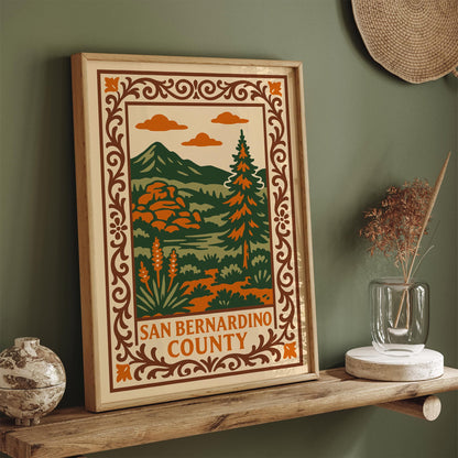 San Bernardino County Vintage Landscape Poster