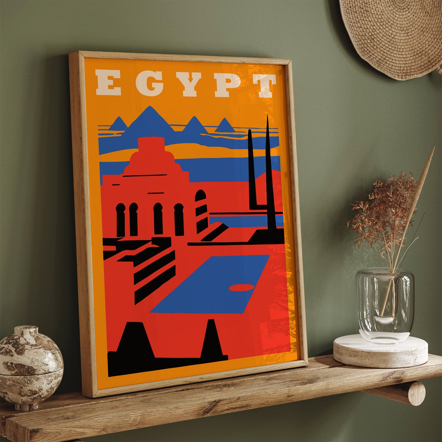 Egypt Retro Colorful Travel Art Print