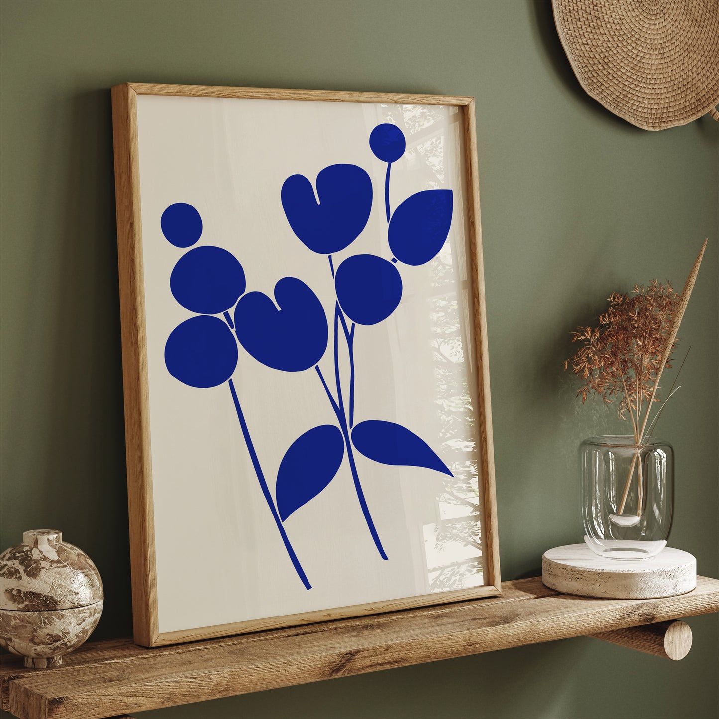 Indigo Blue Minimalist Nature Shapes Poster