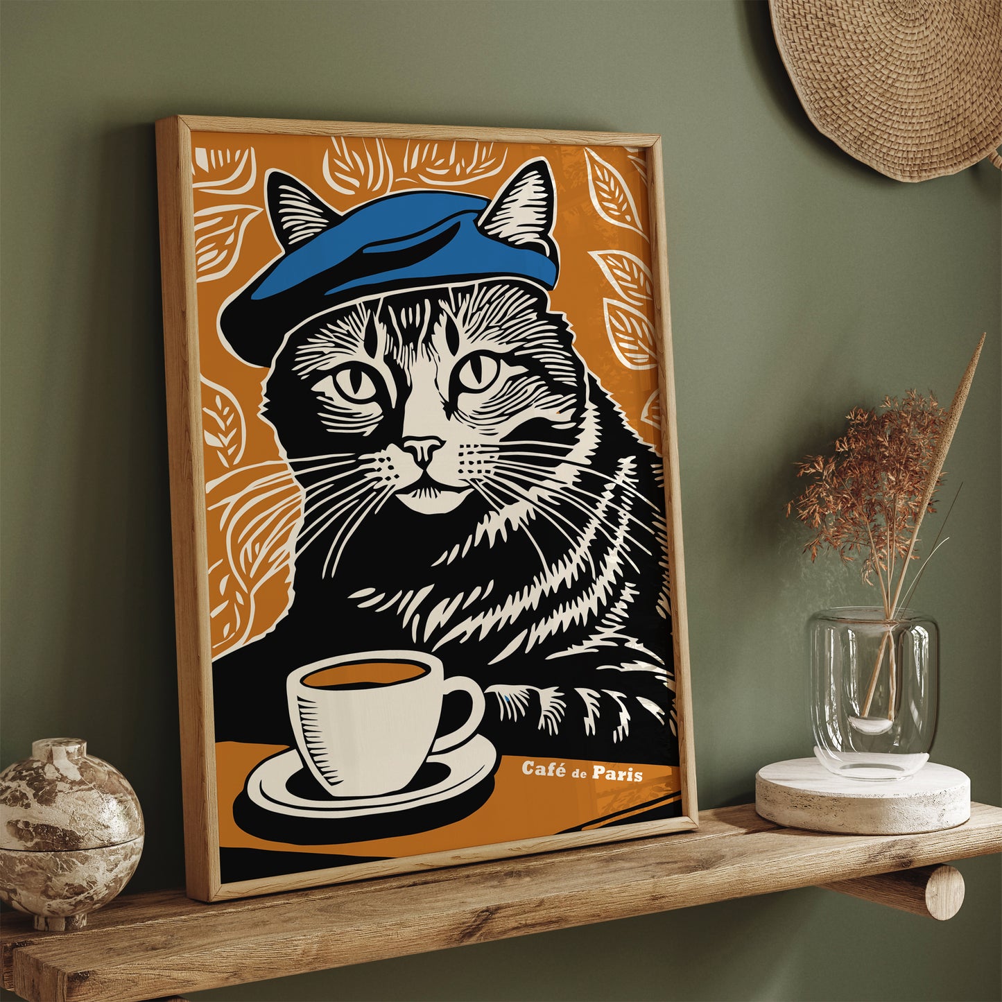 Cafe de Paris Cat Art Print