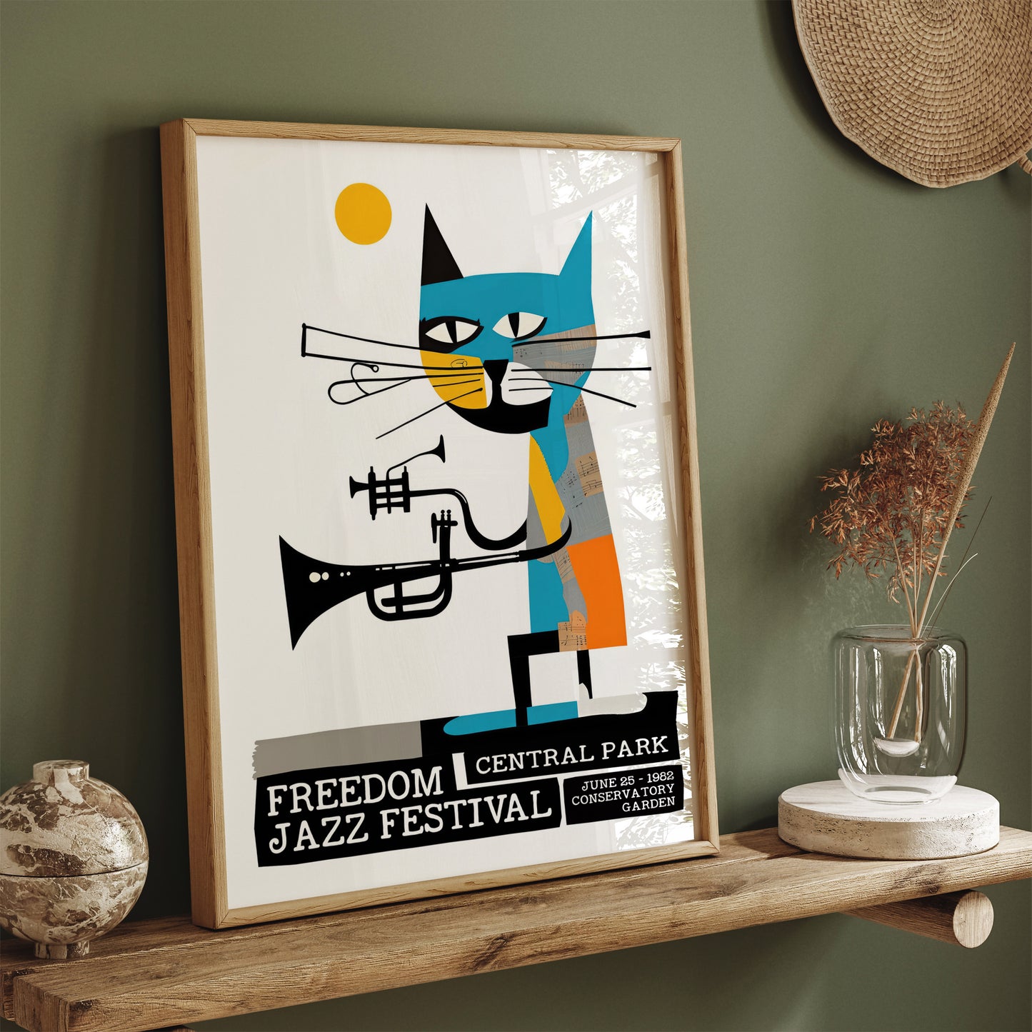 NYC Central Park Jazz Festival Cat Poster