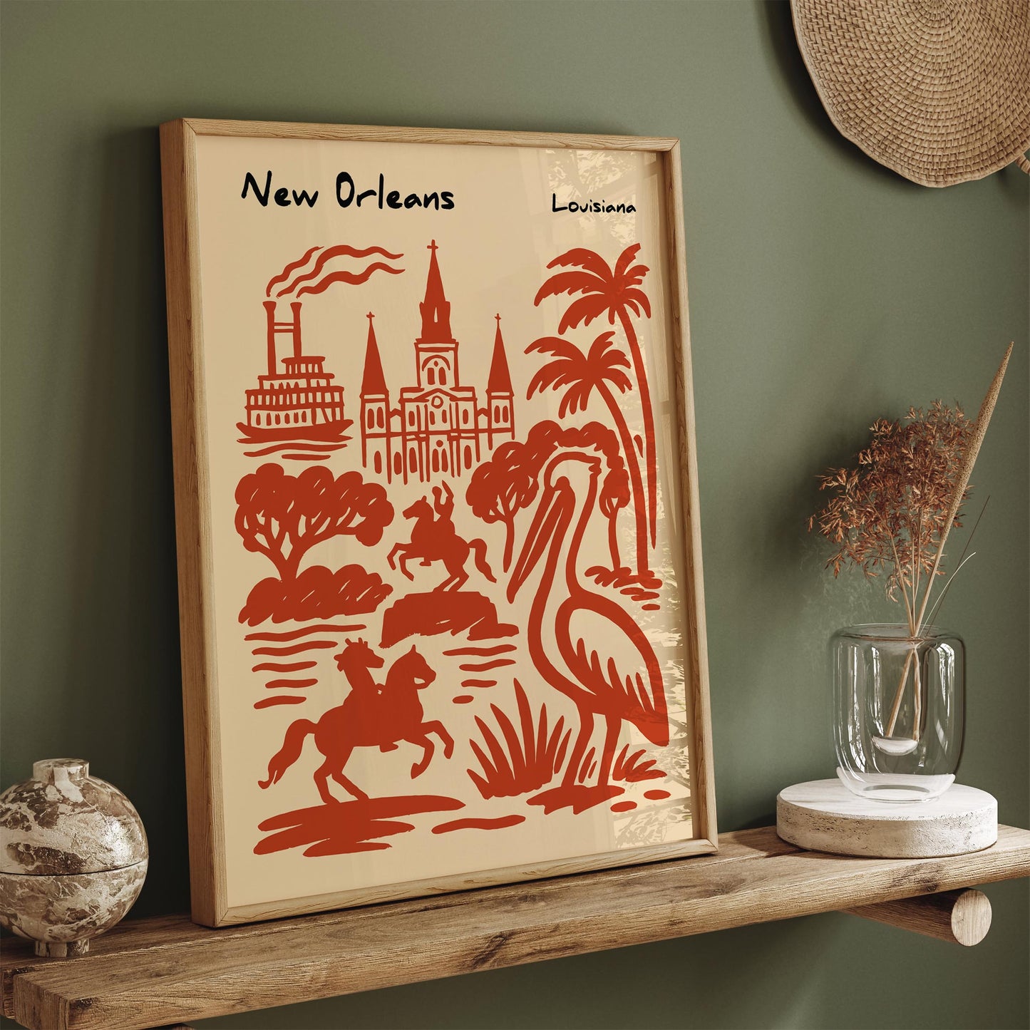 New Orleans Louisiana Red Poster