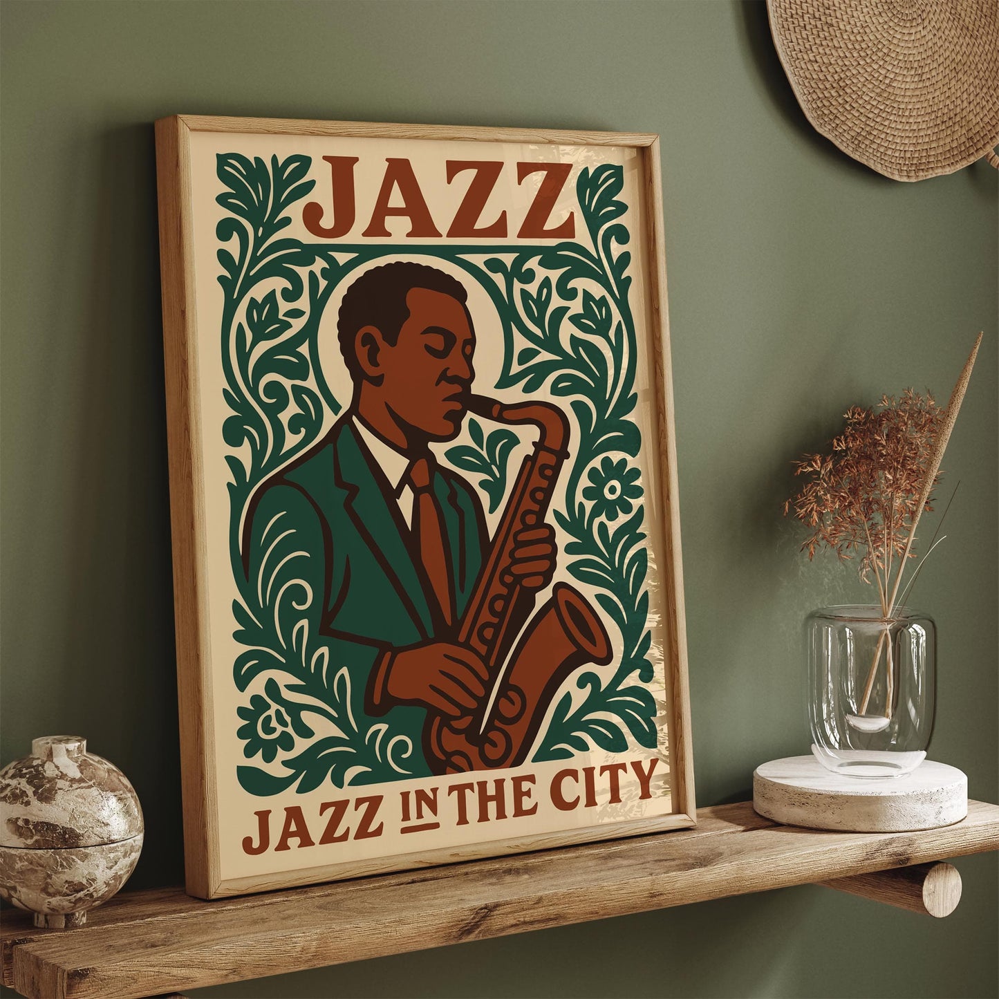 Jazz In The City Poster - Musician Portrait Wall Art
