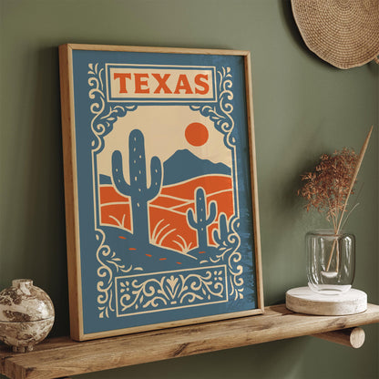 Texas Landscape Travel Poster - Country Style Home Decor