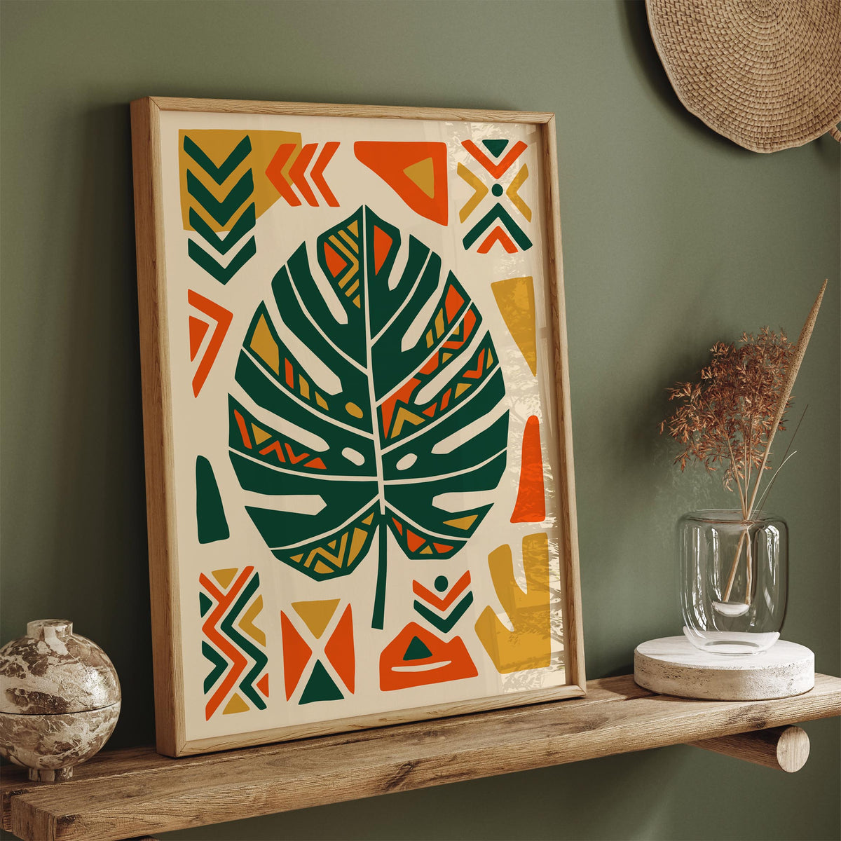 Afrohemian Monstera Leaf Art Poster