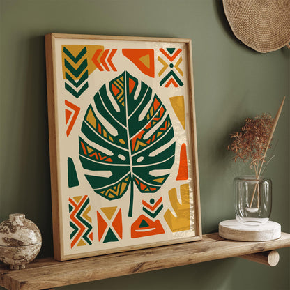 Afrohemian Monstera Leaf Art Poster