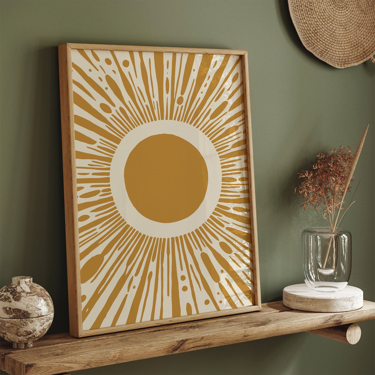 Mustard Yellow Boho Chic Sun Art Print