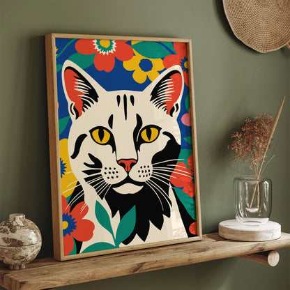 Colorful Cat in the Garden Wall Art
