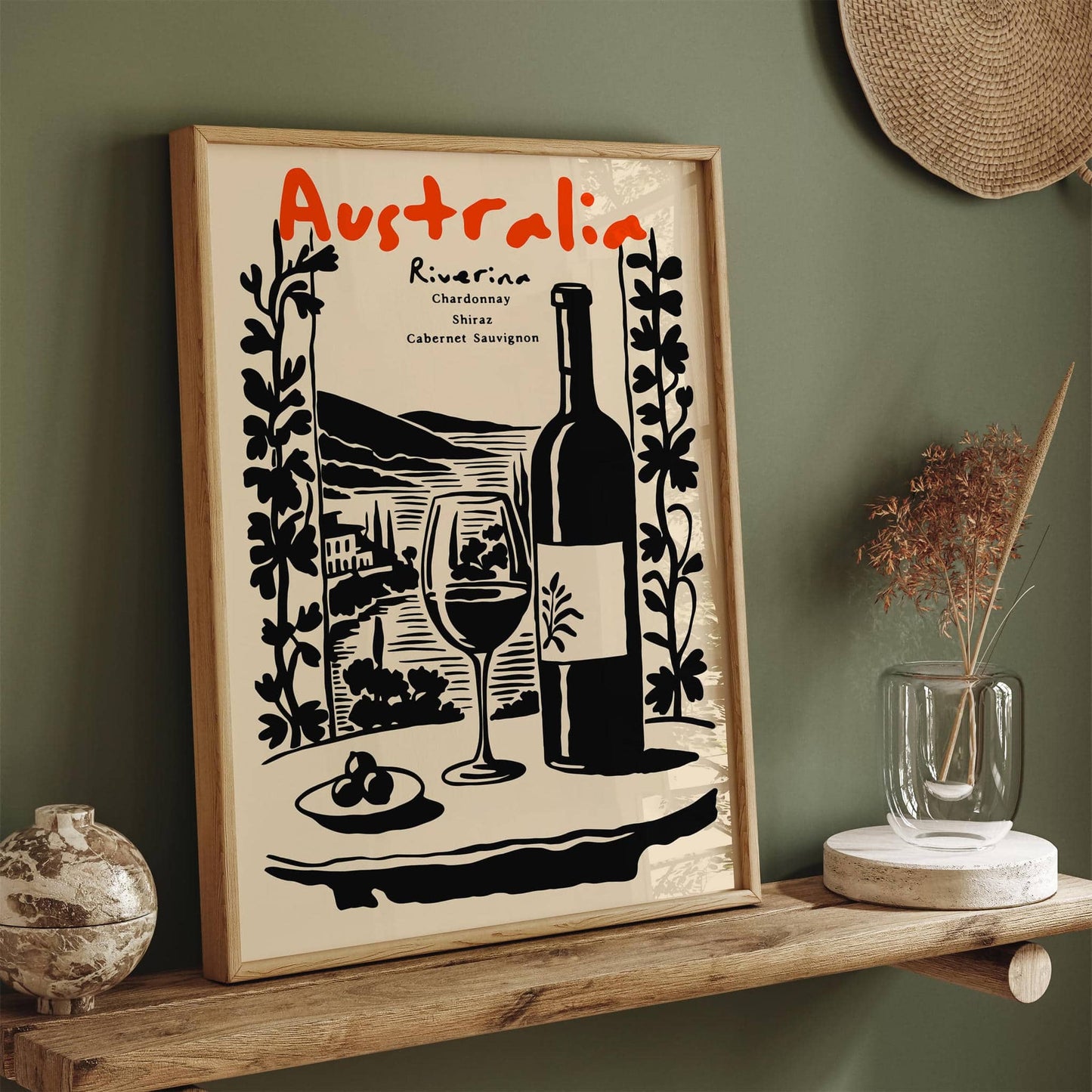 Australia Wine Collection Travel Poster