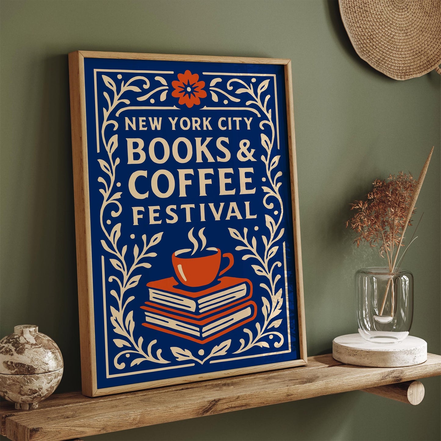 NYC Books and Coffee Festival Blue Poster