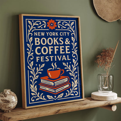 NYC Books and Coffee Festival Blue Poster