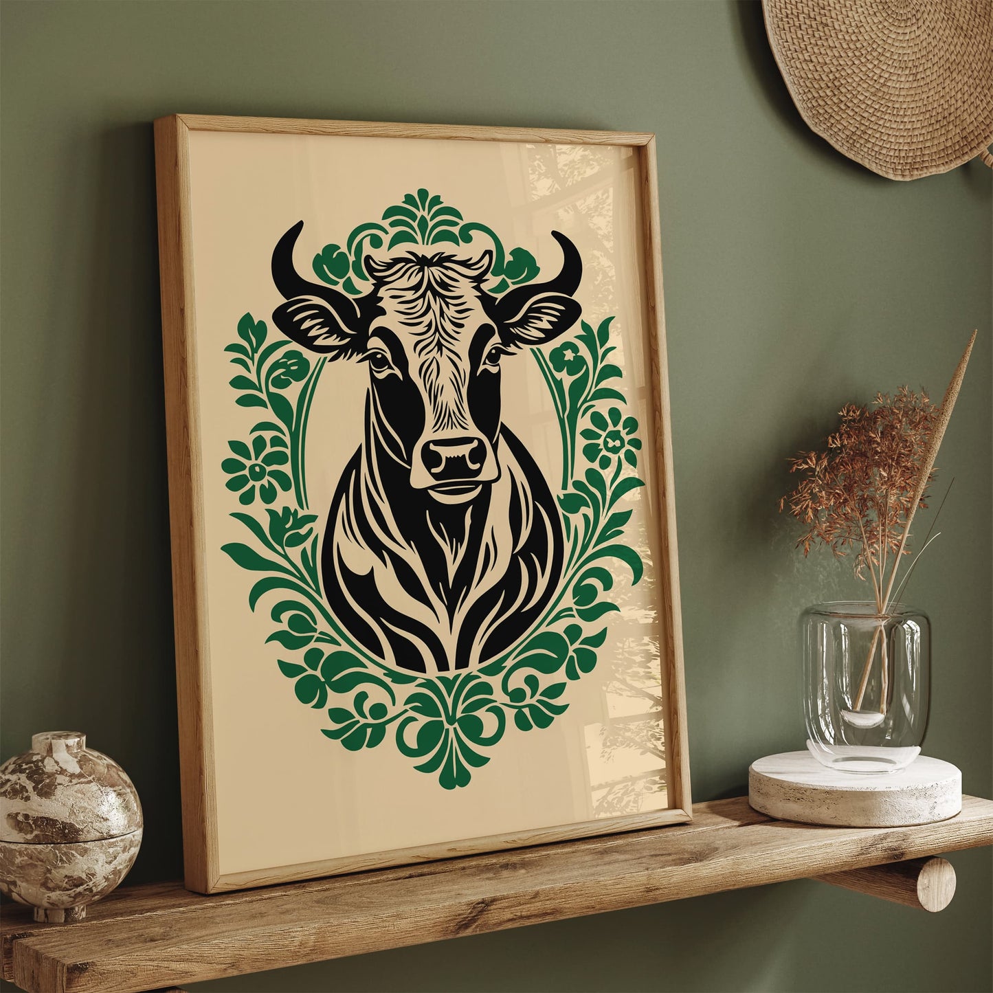 Victorian Cow Portrait Print - Elegant Kitchen Wall Art