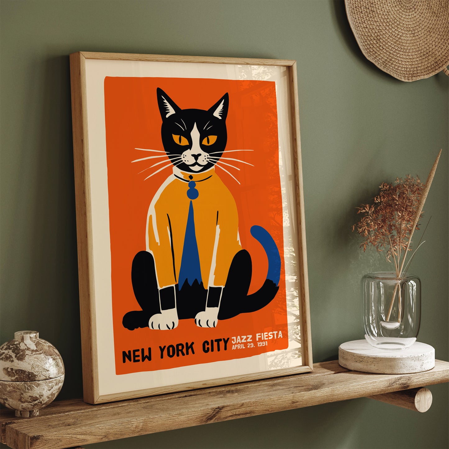 Jazz Fiesta with Cat Orange Poster