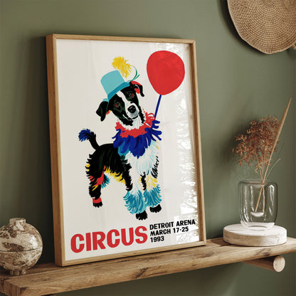 Funny Dog Detroit Arena Circus Retro Art Print