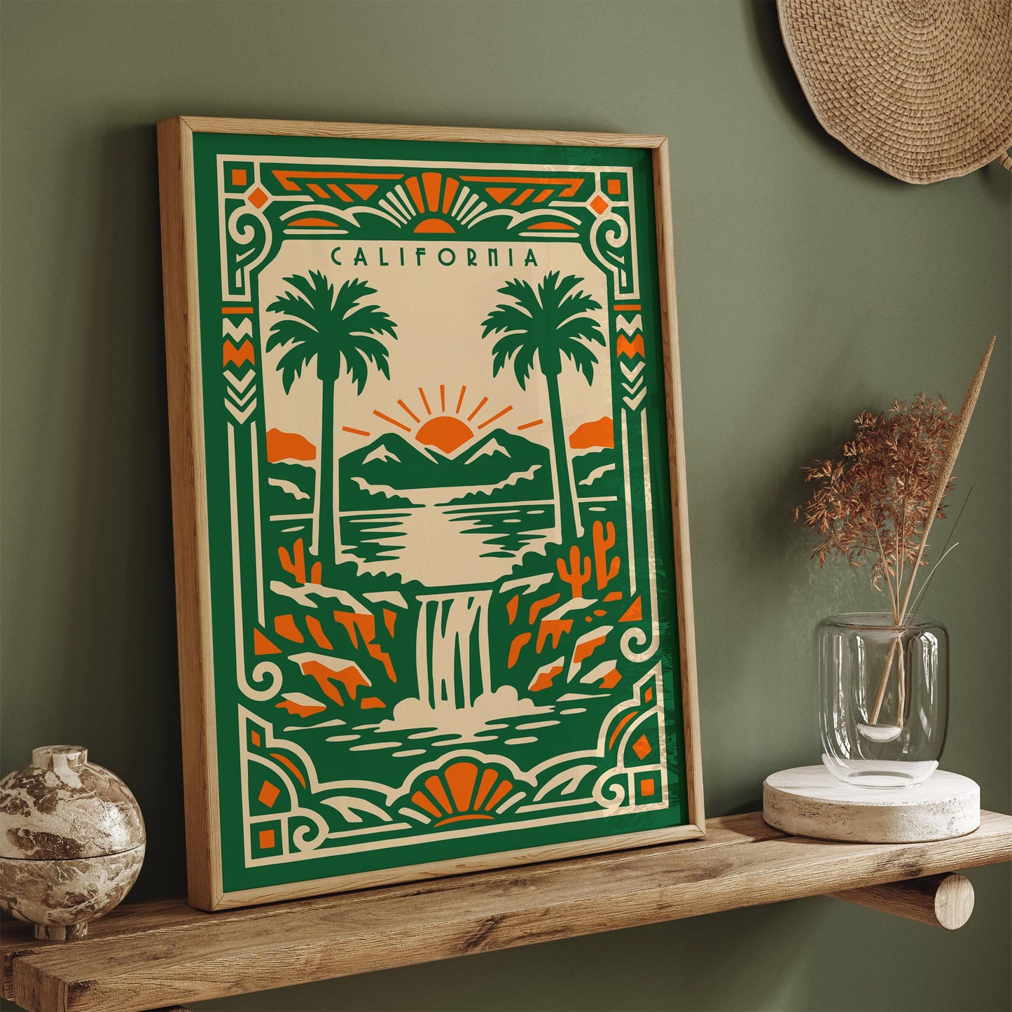 California Green Landscape Poster Print