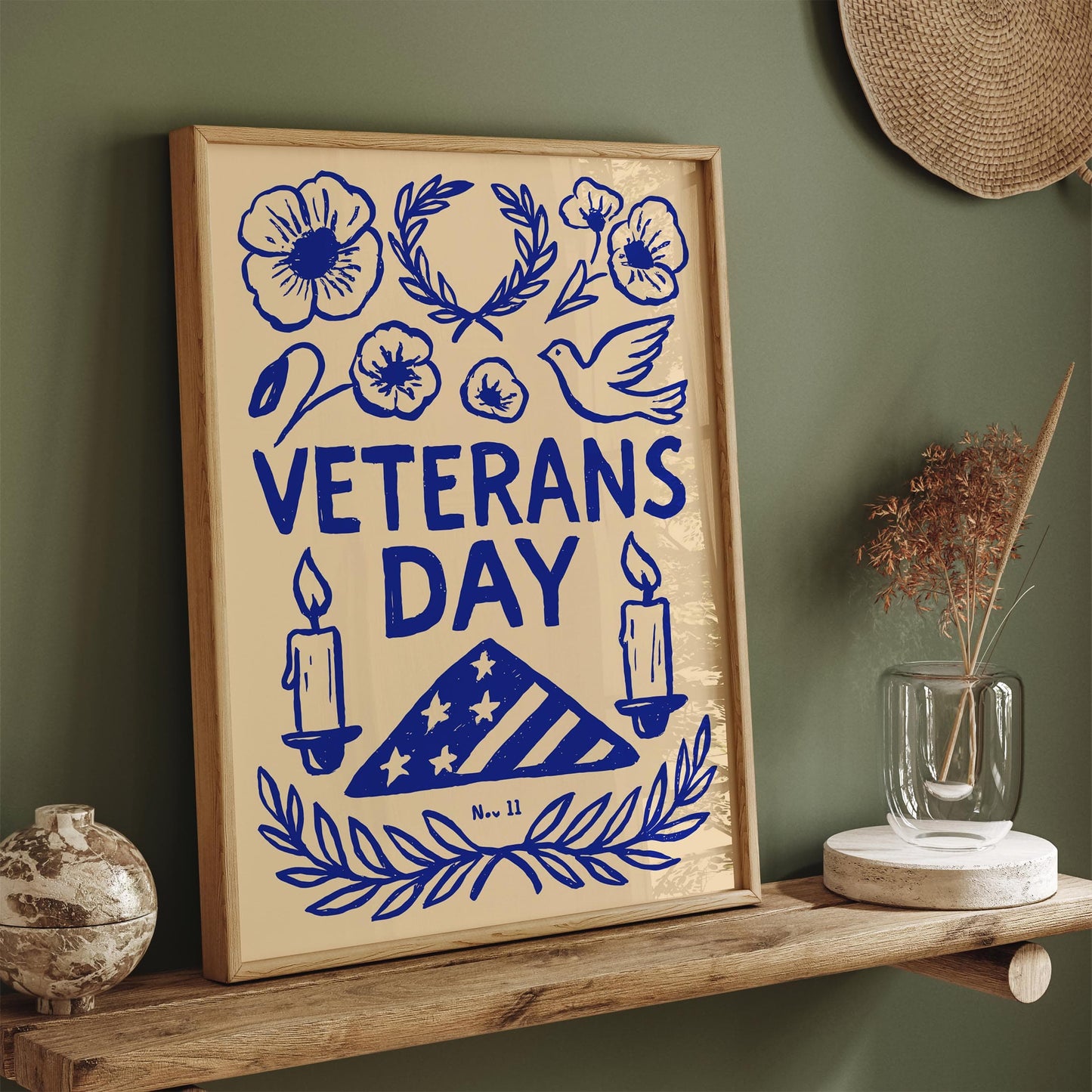 Veterans Day November 11 Blue Poster
