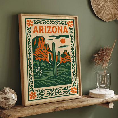 Arizona Travel Poster - Green Landscape Art Print