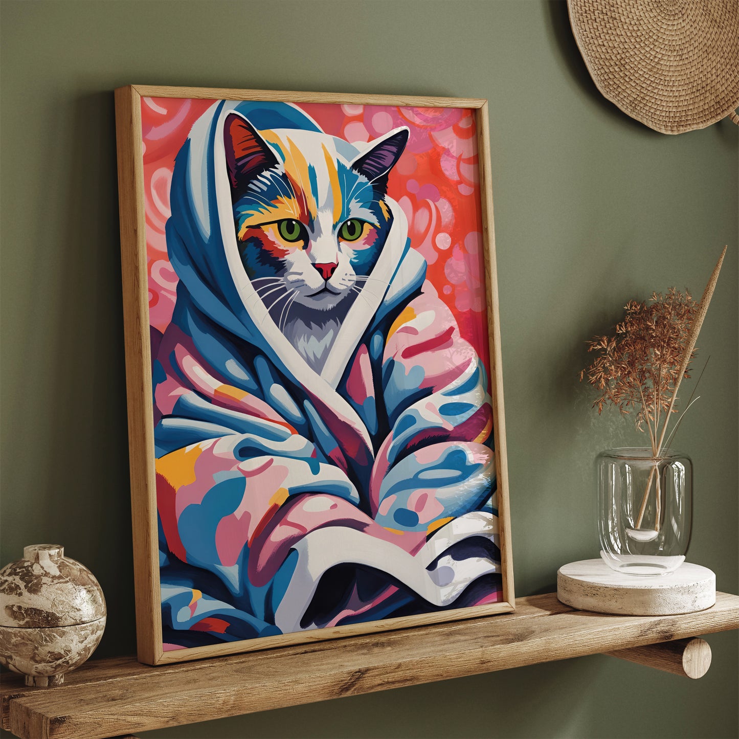 Bathrobe Cat - Cute Bathroom Poster