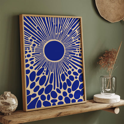 Cobalt Blue Abstract Sun Print