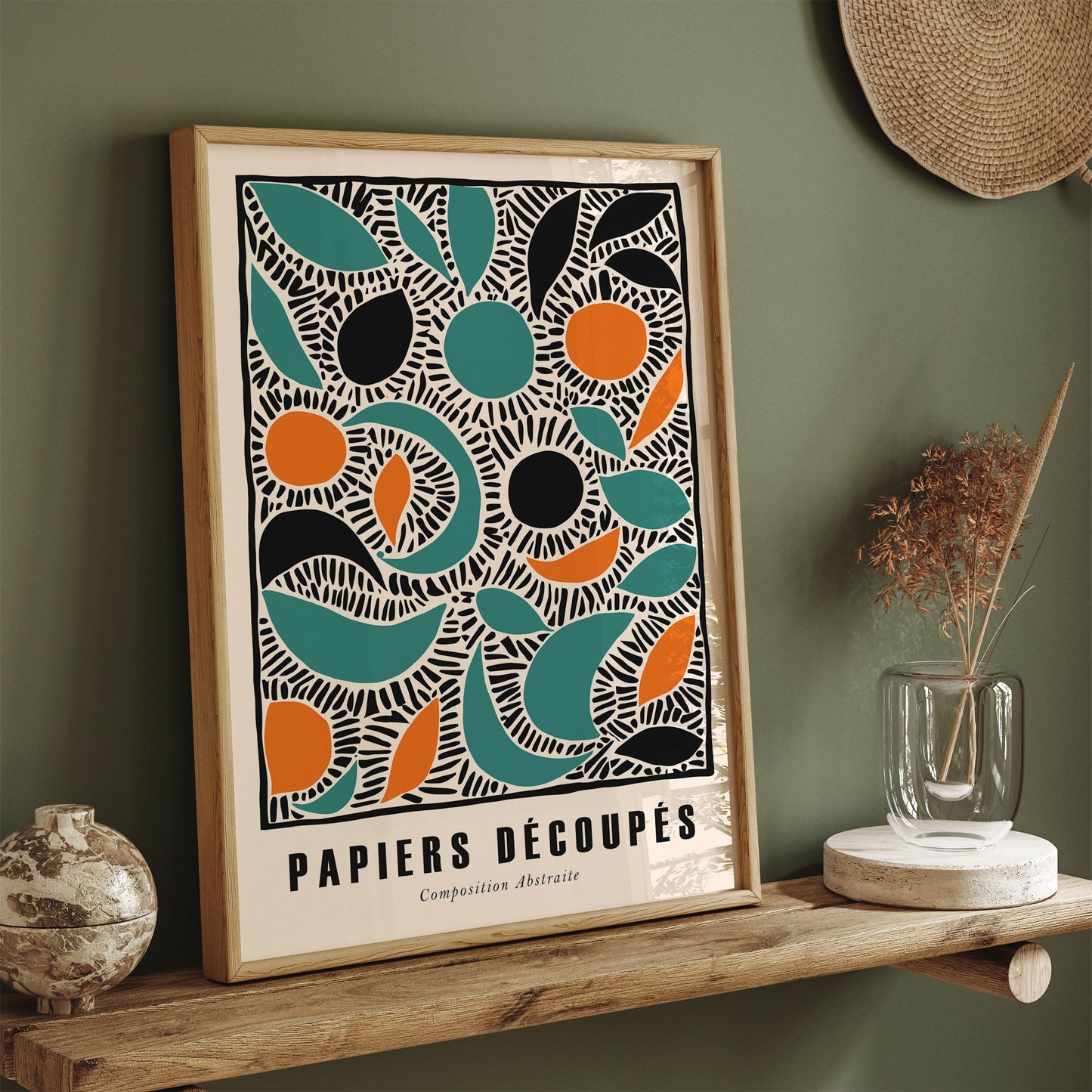 Retro Abstract Green Cut Outs Art Print