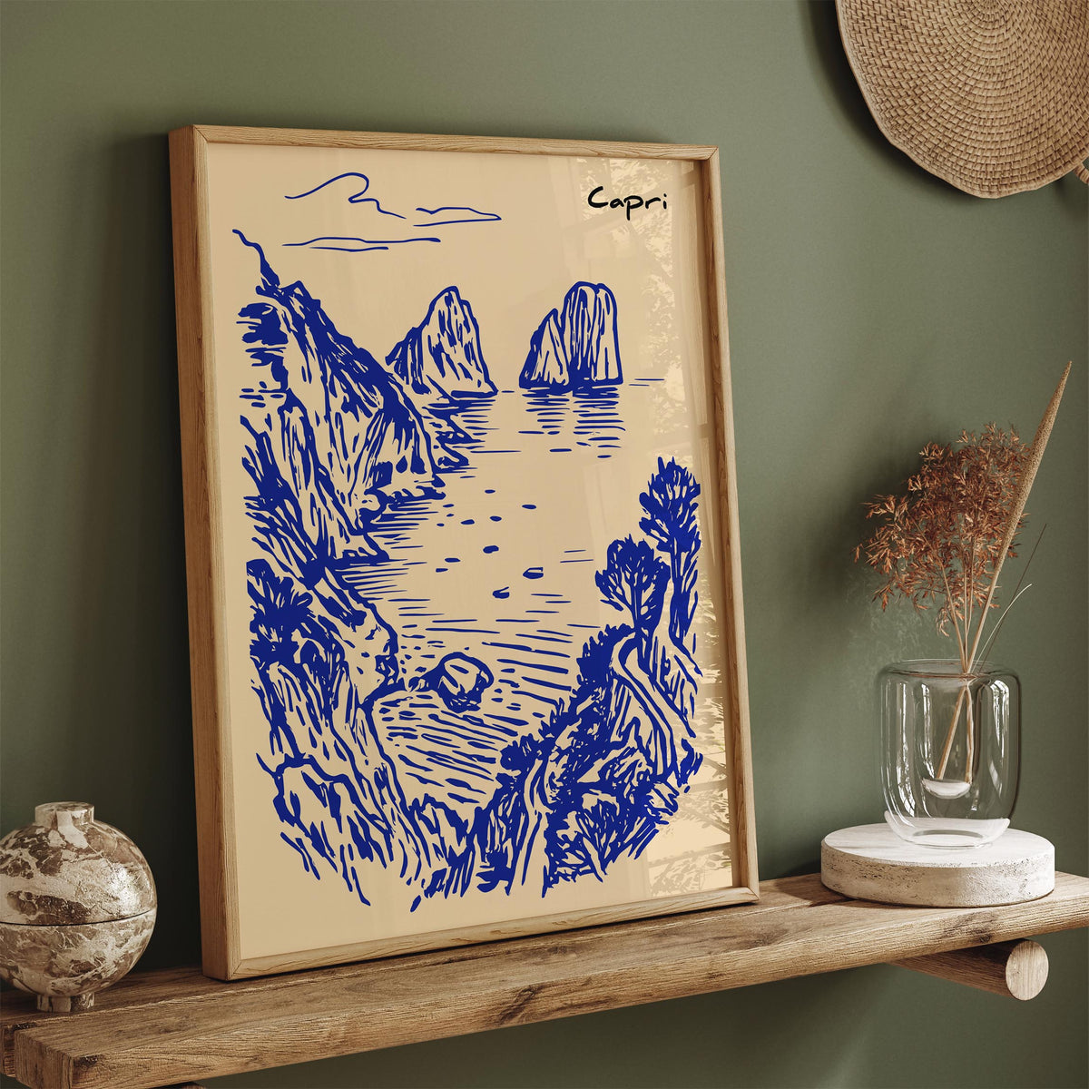 Capri Travel Poster – Faraglioni Coastal Landscape