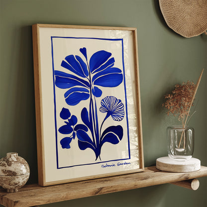 Botanic Garden Blue Floral Poster