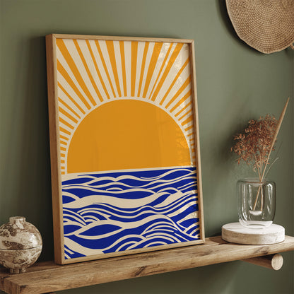 Mid Century Modern Sunset Bedroom Wall Art