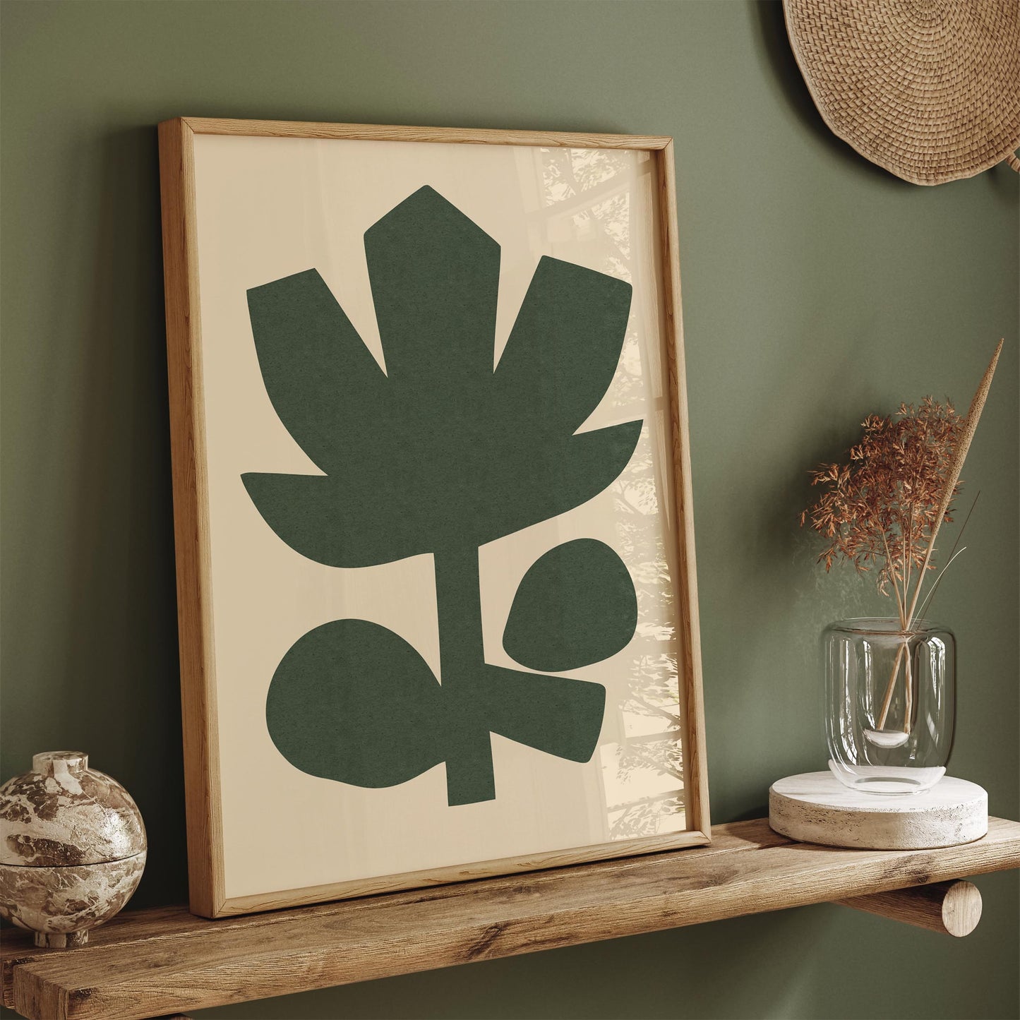 Green Cut Out Abstract Flower Poster