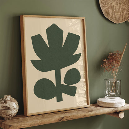 Green Cut Out Abstract Flower Poster