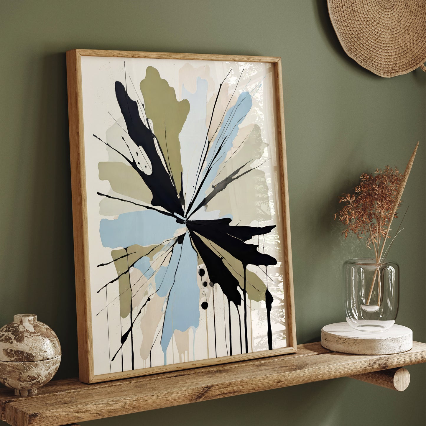 Blue Abstract Art for Bathroom Decor