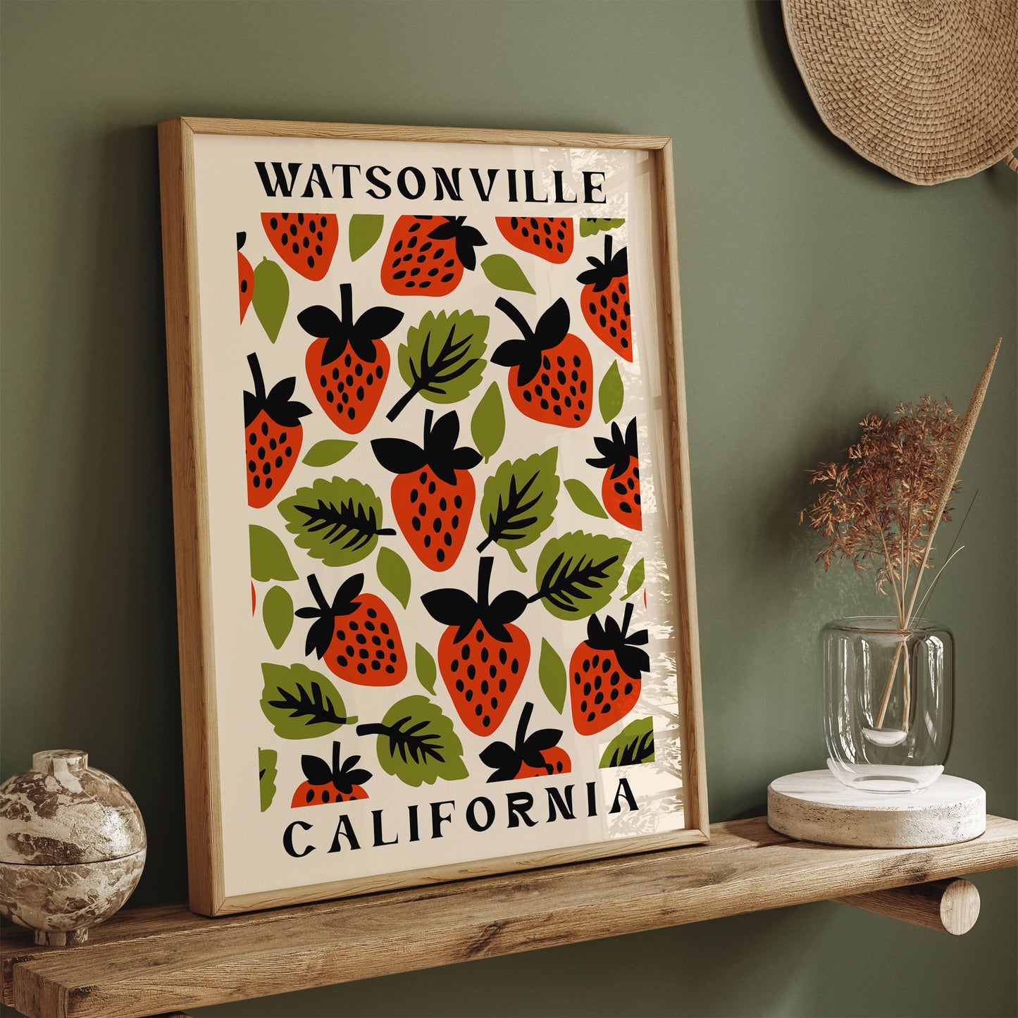 Retro Watsonville Strawberry Kitchen Wall Art