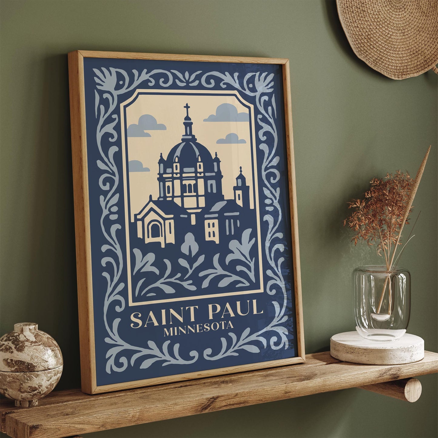 Saint Paul Minnesota Poster – Blue Travel Wall Art Print
