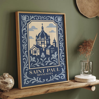 Saint Paul Minnesota Poster – Blue Travel Wall Art Print
