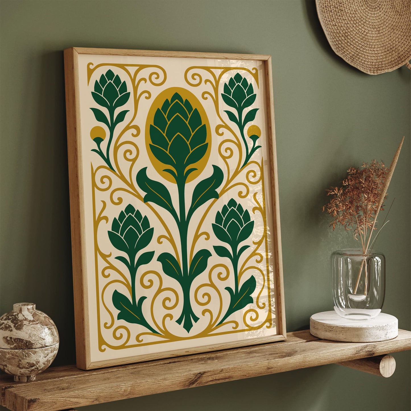 Art Nouveau Abstract Artichoke Art Print for Kitchen Decor