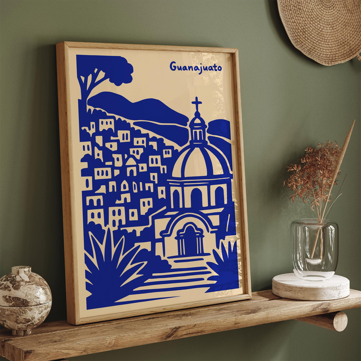 Guanajuato Mexico Blue Cityscape Travel Poster