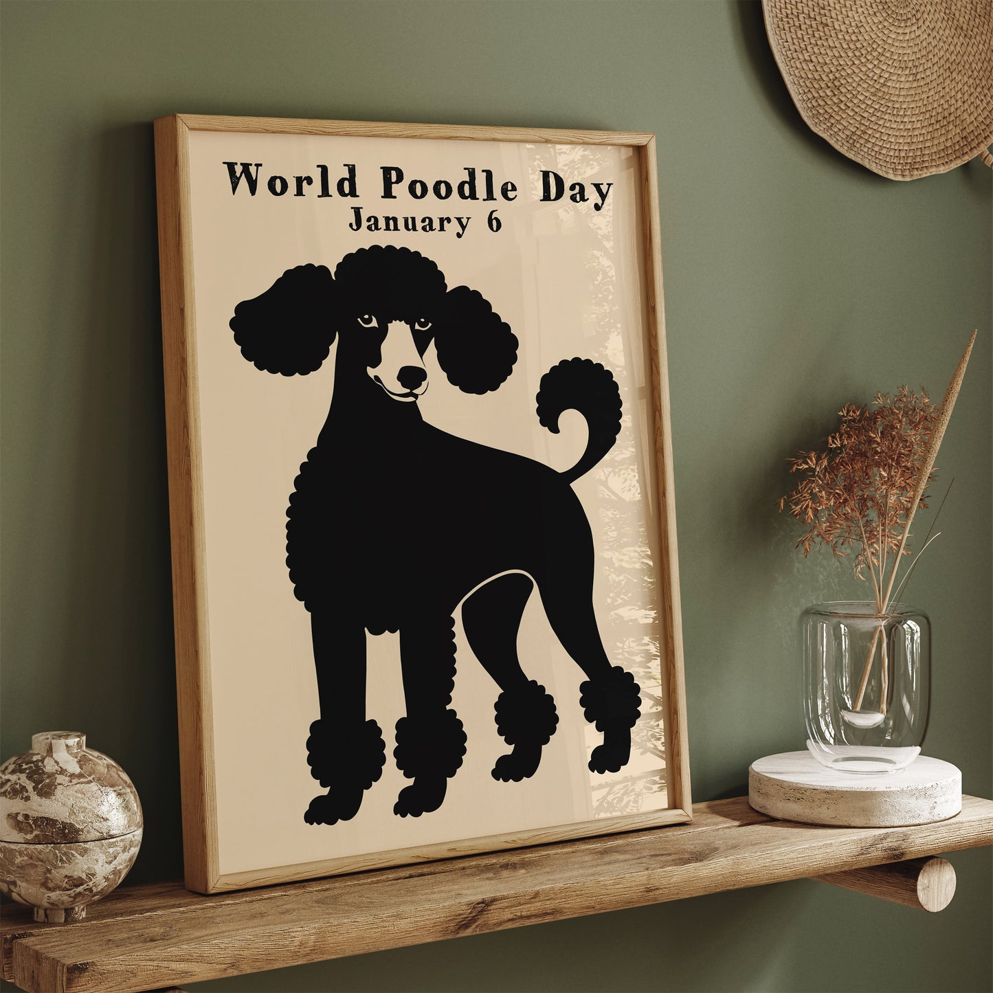 World Poodle Day Wall Art Black Dog Poster