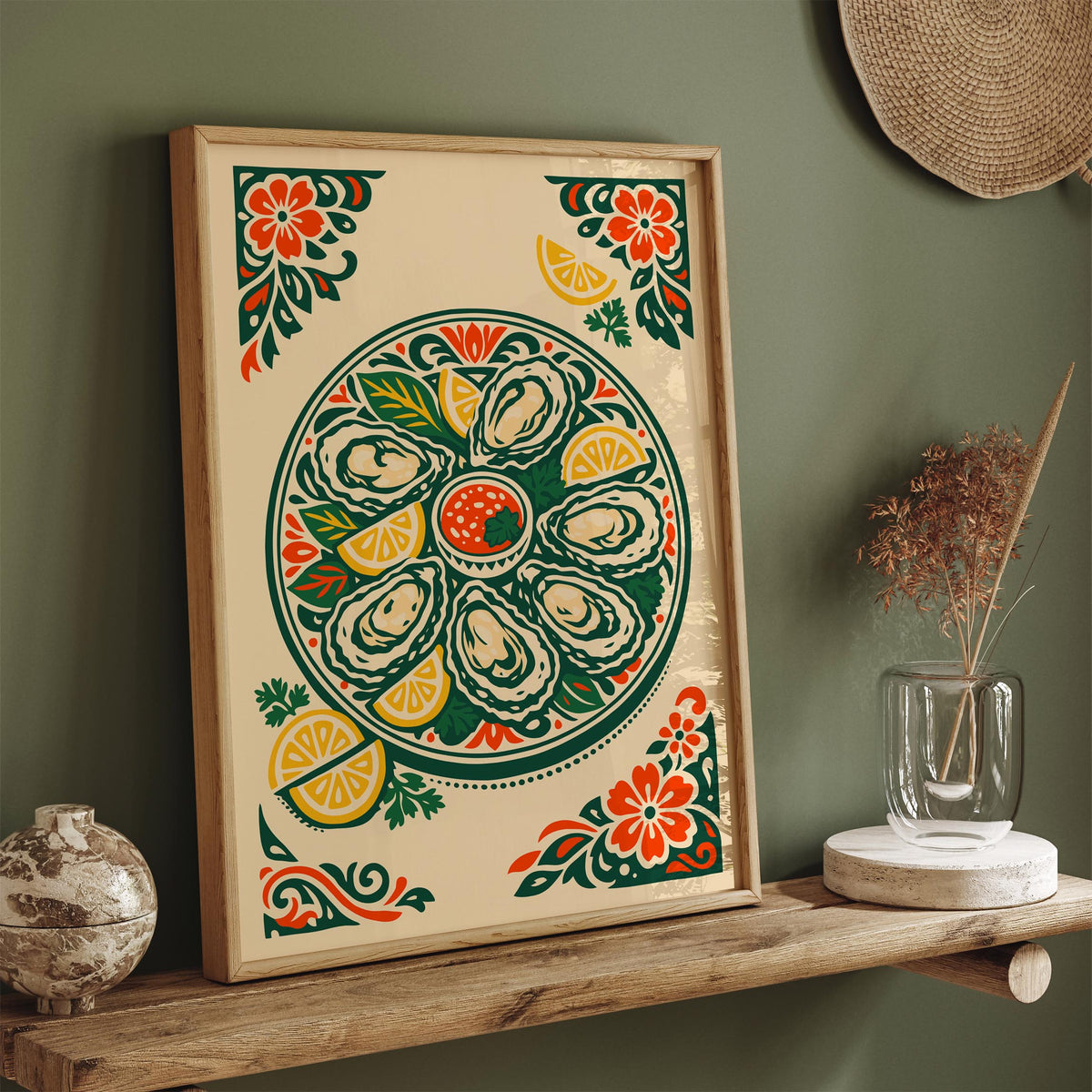 Oyster Plates Kitchen Poster