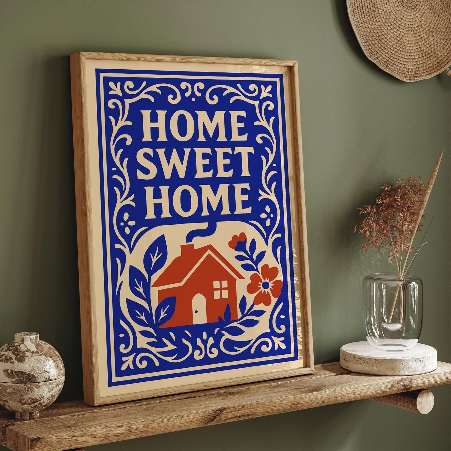 Home Sweet Home - Blue Wall Art Print
