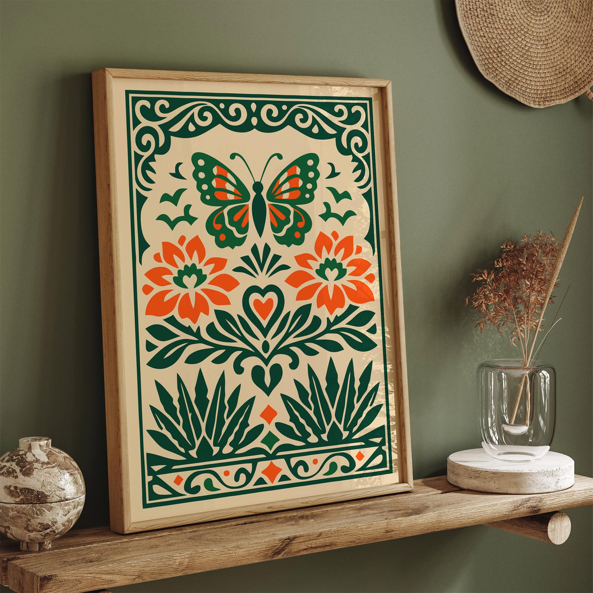 Mexican Boho Butterfly Art Poster