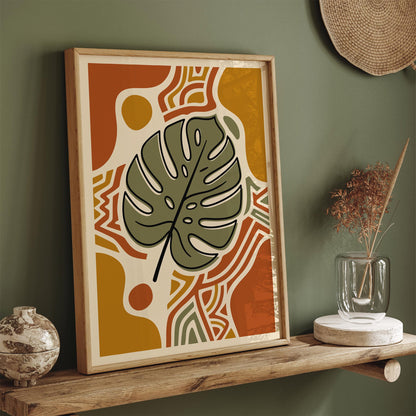 Boho Monstera Leaf Art Poster