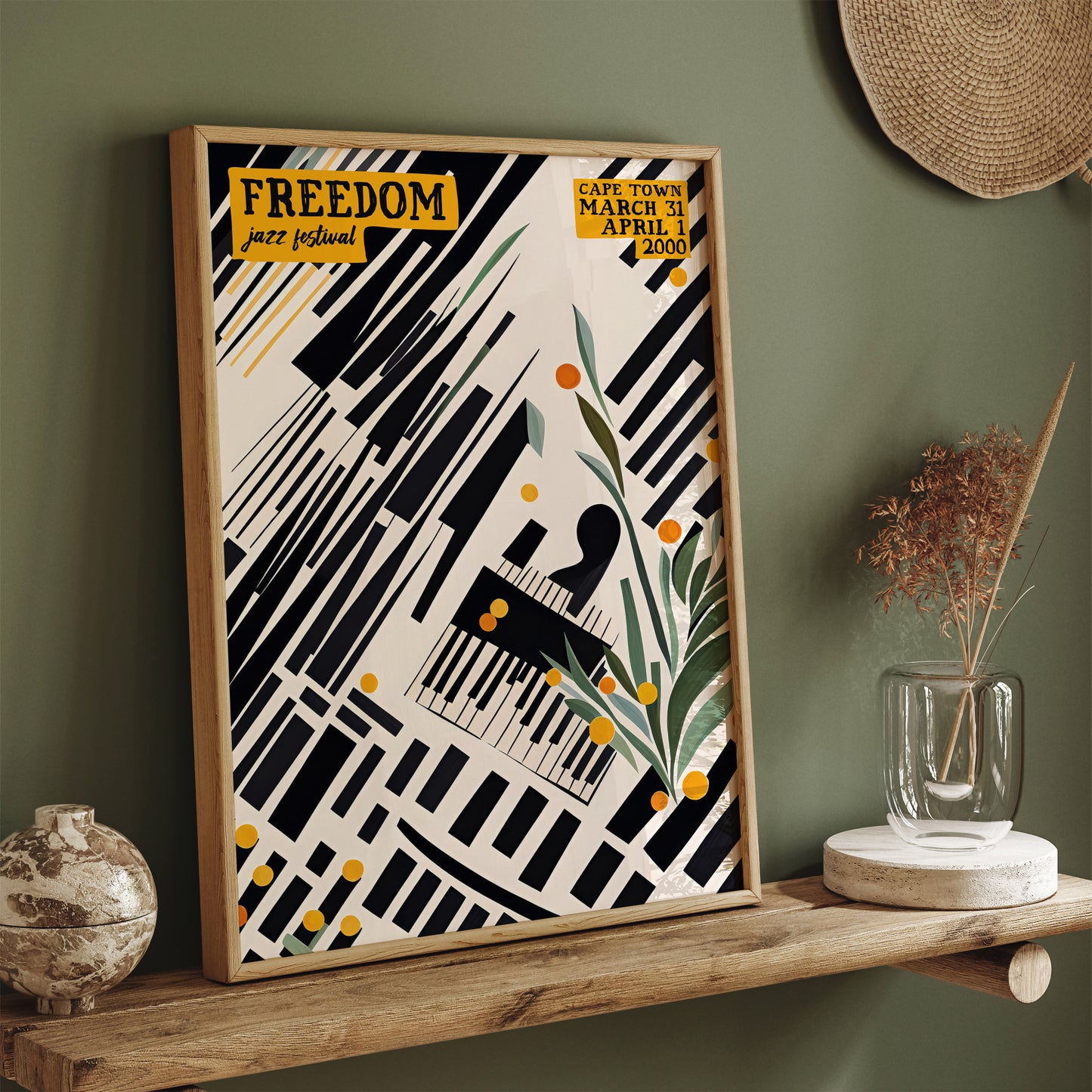 Freedom Jazz Festival 2000 Retro Piano Poster