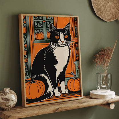 Pumpkin Farm and Cat Art Print