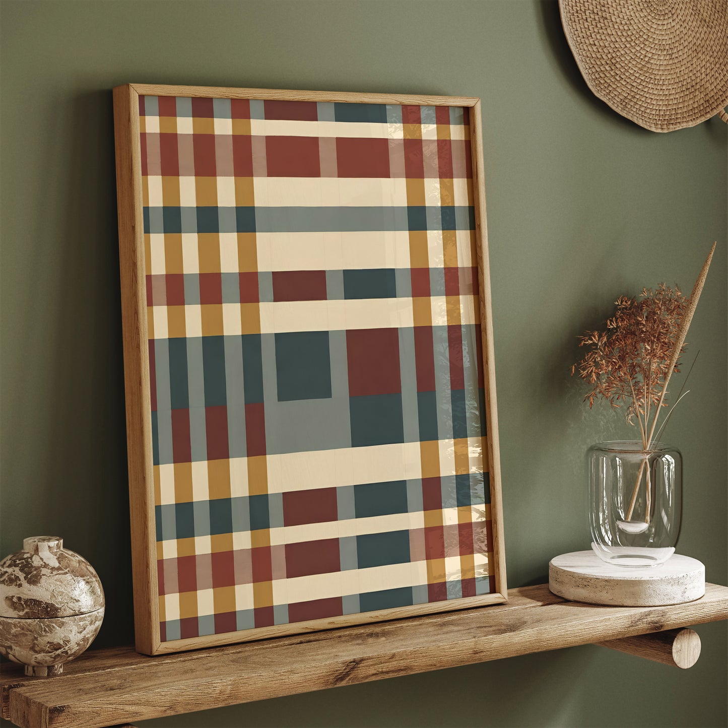 Checkered Abstract Art Print - Cottage House Style