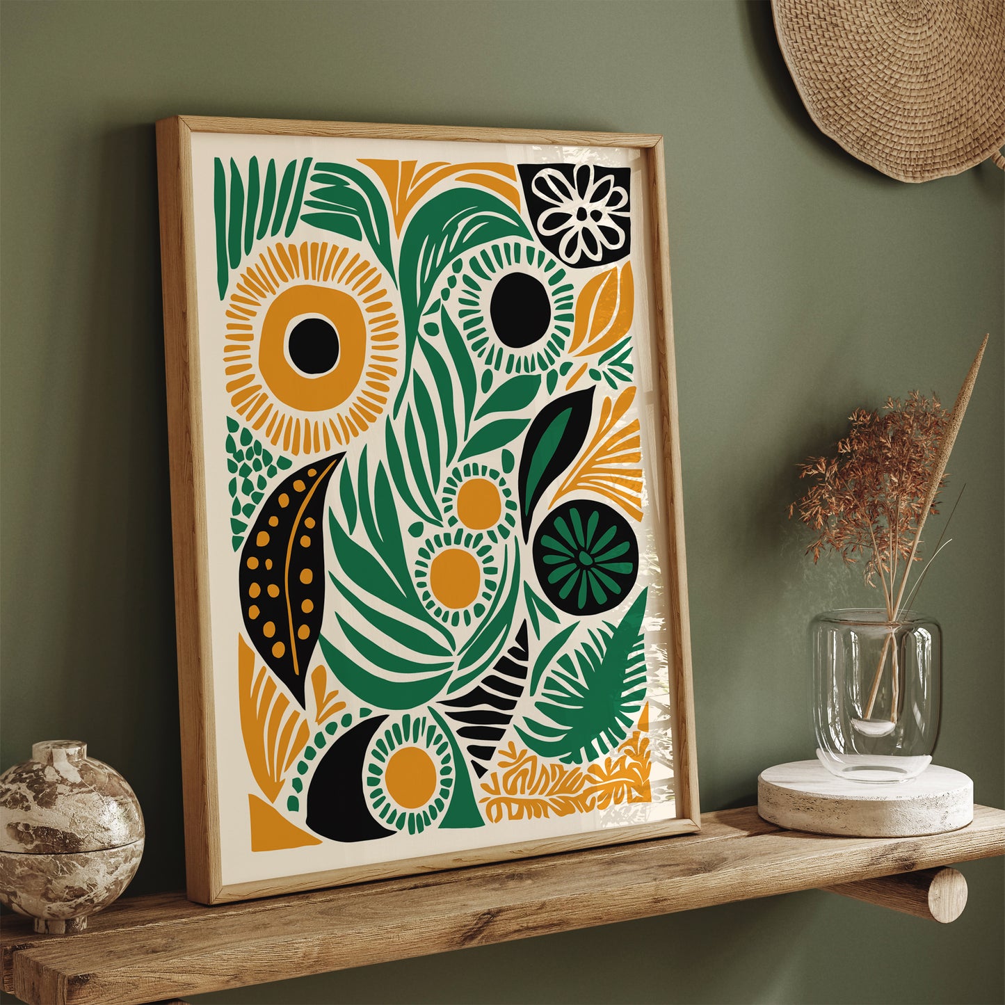 Abstract Nature in Green and Yellow Poster