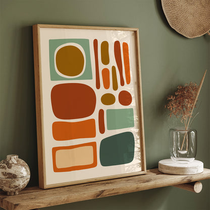 Burnt Orange Green Abstract Poster