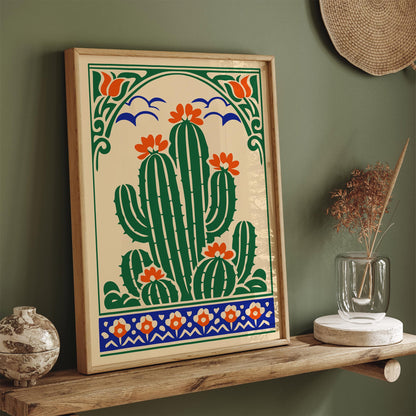 Folk Cacti Plant Wall Art Print
