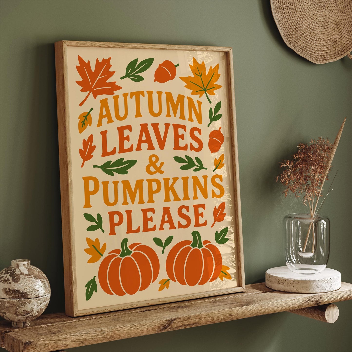 Autumn Leaves & Pumpkins Please Poster