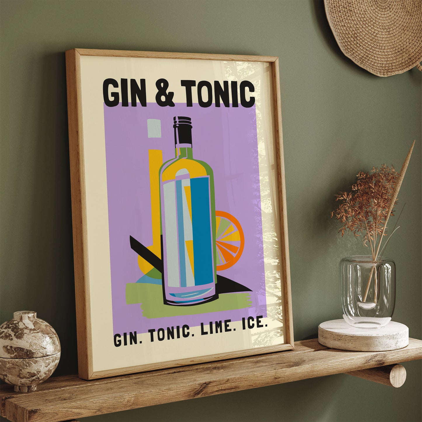 Gin & Tonic Colorful Drink Art Print