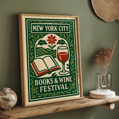 Books & Wine Festival NYC Green Art Print